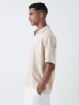 Studiofit Beige Relaxed-Fit Cotton-Blend Polo T-Shirt