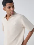 Studiofit Beige Relaxed-Fit Cotton-Blend Polo T-Shirt