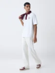 Studiofit White Relaxed-Fit Polo T-Shirt