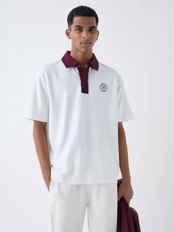 Studiofit White Relaxed-Fit Polo T-Shirt