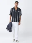 Nuon Black Striped Relaxed Fit Shirt