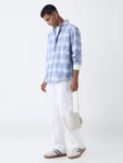 Nuon Blue Checks Design Relaxed Fit Cotton Shirt