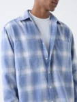 Nuon Blue Checks Design Relaxed Fit Cotton Shirt