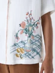 ETA White Embroidered Resort-Fit Cotton Shirt