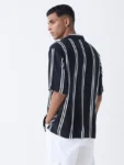 Nuon Black Striped Relaxed Fit Shirt