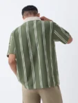 Studiofit Olive Striped Relaxed-Fit Cotton-Blend Polo T-Shirt